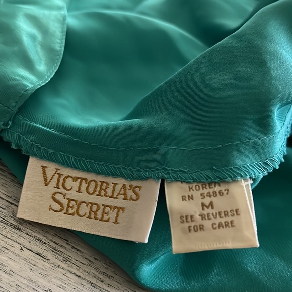 Vintage Victoria's Secret teal satin ruffle cinched waist bodysuit size medium - Picture 6 of 16